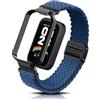PaceBid Nylon Cinturino per Xiaomi Smart Band 9 Active/Redmi Smart Band 3 | Uomini Donne Intrecciato Nylon Magnetico Elastico Watch Band per Xiaomi Redmi Smart Band 3/Mi Band 9 Active, Blu