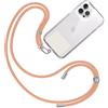 TBOC Cordino Catenella Laccio Strap Porta Cover [Arancio Chiaro] con Toppa di Fissaggio [Bianco Ice] per Telefono Cellulare Collo - Tracolla Catenina con cordini Accessori Telefoni Universale Laccetti