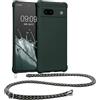kwmobile Custodia Compatibile con Google Pixel 7a Cover - Back Case in Silicone TPU - Protezione Smartphone con Cordino - verde muschio