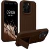 kwmobile 1x Custodia Compatibile con iPhone 15 Pro Max - Cover Supporto Dita - Back Case per Smartphone - Protezione Gommata cioccolato fondente