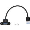 HuaLiSiJi Cavo USB 3.0 per Montaggio a Pannello Prolunga USB Maschio Femmina per Chiavetta USB, Mouse, Tastiera, Stampante, Videocamera (Nero, 0.5 m)