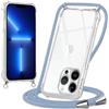 Oelrstfe Cover con Cordino per iPhone 13 Pro Max, Trasparente Silicone Custodia con Regolabile Collana Laccio Tracolla, Antigraffio Proteggere Case Corda per iPhone 13Pro Max, Blu