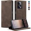 owlhold Cover Xiaomi Redmi Note 12 Pro 5G Custodia Xiaomi POCO X5 Pro 5G Magnetica Portafoglio Flip[Antiurtoo][Cavalletto][Carta Fessura] Cover Pelle per Redmi Note 12 Pro 5G/POCO X5 Pro -Caffè