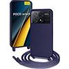 FERLAN Cover compatibile con Xiaomi Redmi K70E/Poco X6 Pro,Custodia con Laccio Collana Tracolla Collo Liquido Silicone Antiurto TPU Antiurto AntiGraffio Protettiva Case,Blu scuro