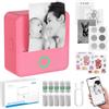 eSynic Mini Stampante Termica Bluetooth Ricaricabile, Stampante Fotografica Portatile Immagini Bianco e Nero + 10 Rotoli di Carta Termica e Carta Adesiva, Stampa Foto dal Cellulare Android iOS - Fuxia