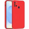 Mixroom - Cover Custodia Case per Samsung Galaxy A21S Protezione Fotocamera in Silicone TPU Morbido Opaco Bordi Piatti Colore Rosso