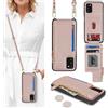 SailorTech Custodia per Samsung Galaxy A03s in Pelle Portafoglio con porta carte di credito, Cover per Samsung A03s Cellulare Regolabile Collana con slot per carte di credito-Oro Rosa