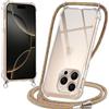 Oelrstfe Cover con Cordino per iPhone 16 Pro, Trasparente Silicone Custodia con Regolabile Collana Laccio Tracolla, Antigraffio Proteggere Case Corda per iPhone 16 Pro, Giallo