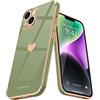 Teageo - Custodia per iPhone 14 Plus per donne e ragazze, adorabile con cuore d'amore, lusso placcatura, morbida bling, cover posteriore rialzata, protezione completa per la fotocamera, paraurti in
