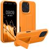 kwmobile 1x Custodia Compatibile con Apple iPhone 16 PRO Max - Cover Supporto Dita - Back Case per Smartphone - Protezione Gommata Arancia fruttata