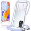 Coiwxmoi Cover per Xiaomi Redmi Note 11 Pro 4G / 5G con Cordino 6,67,Trasparente Custodia con Laccio Tracolla Corda Catena Cinghia,Ultra Morbido Silicone TPU Antiurto Case, Viola