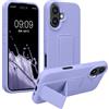 kwmobile 1x Custodia Compatibile con Apple iPhone 16 - Cover Supporto Dita - Back Case per Smartphone - Protezione Gommata Lavanda
