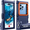 Lanhiem Custodia impermeabile professionale subacquea IP68 15M - Per telefoni iPhone, Samsung, Huawei e Xiaomi (fino a 6,9). Controllo fotografico Bluetooth e bussola per le vostre avventure,Blu