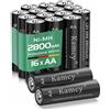 KAMCY AA Batterie ricaricabili 1,2 V 2800 mAh Batterie LR6 Ni-MH ricaricabili, batteria AA di grande capacità, batteria ricaricabile 1200-1500 cicli, bassa autoscarica, confezione da 16 batterie