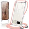 Coiwxmoi Cover per Google Pixel 8a con Cordino 6,1,Trasparente Custodia con Laccio Tracolla Corda Catena Cinghia,Ultra Morbido Silicone TPU Antiurto Case per Google Pixel 8a, Oro Rosa