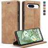 Owlhold Cover Google Pixel 8A, Custodia Magnetica Portafoglio Flip [Antiurto] [Cavalletto] [Carta Fessura] in Pelle - Marrone