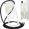 Yoedge Magnetica Cover con Cordino per iPhone Air/iPhone 17 Air 6,5 Compatibile con MagSafe, Custodia con Corda Collana Tracolla Laccio, Trasparente TPU Silicone Case con Aesthetic Disegni Fiori,01