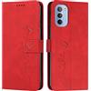 EATCYE Cover per Motorola Moto G51 5G, Flip Libro Libretto Custodia in Pelle PU per Motorola Moto G51 5G [Protezione Completa] [Slot per Scheda] [Funzione di Supporto] (#Rosso)