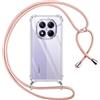 Pnakqil Cover per Xiaomi Redmi Note 14 Pro 5G/Poco X7 5G con Cordino, Trasparente Custodia con Laccio Tracolla Cellulare Girocollo Collana Protettiva per Redmi Note 14 Pro 5G 6.67, Rosa