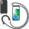 GoodcAcy Cover con Collana per Samsung Galaxy S21 FE,Custodia Silicone Liquido con cordini,Custodie con Regolabile Collana Antiurto AntiGraffio Case con Laccio Tracolla per Samsung Galaxy S21 FE,Nero