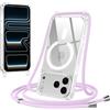 Jrkvniv Magnetica Trasparente Cover per iPhone 17 Pro con Cordino, Compatibile con Magsafe, Ultra Sottile Silicone TPU Antiurto Custodia con Collana Laccio rimovibile per iPhone 17 Pro, Viola