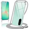Coiwxmoi Cover per Samsung Galaxy A26 5G con Cordino 6,64,Trasparente Custodia con Laccio Tracolla Corda Catena Cinghia,Ultra Morbido Silicone TPU Antiurto Case per Samsung A26 5G, Grigio Chiaro