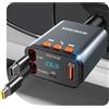 SEANCHEER Adattatore Bluetooth Auto & Accendisigari USBC, 69W Caricatore Auto con 2 Cavi Retrattili, Trasmettitore FM Bluetooth 5.3 (USB-C+USB-C)