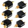 KUOQIY 6 Pezzi Adattatore RCA Splitter, RCA 1 Maschio a 2 Femmina Connettore Phono AV Video Y Splitter, per Subwoofer, Altoparlanti, TV, Audio Digitale, Placcato Oro - Nero