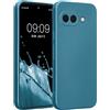 kwmobile Custodia Compatibile con Google Pixel 9a Cover - Protezione Back Case Morbida - Silicone TPU Effetto Metallizzato Blu Caraibi metalizzato