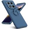 Oududianzi Cover per Xiaomi Redmi Note 14 Pro 5G con Protezione Fotocamera, Supporto Anello 360°, Custodia in Silicone Liquido, Blu