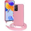FERLAN Custodia per Redmi Note 11 Pro 5G/4G Cover con Cordino,Silicone Antiurto TPU Morbido Case Corda Collana Necklace Regolabile Stylish con Catena Ultra Sottile Cover per Redmi Note 11 Pro 5G/4G,Rosa
