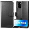 Lensun Cover in Pelle Vera per Samsung Galaxy S20 Plus/S20+- Nero | Cover in Vera Pelle [RFID Blocking] Libro con Portafoglio Custodie Cuoio Chiusura Magnetico Flip