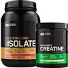 Optimum Nutrition 100% Gold Standard Isolate Proteine Whey con BCAA Fragola 930g 31 Porzioni + Micronised Creatine Monohydrate per la Performance Non Aromatizzato 317g 93 Porzioni