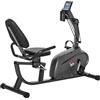 HOMCOM Cyclette Orizzontale con 8 Livelli di Resistenza e Seduta Regolabile, Cyclett Magnetica Professionale con Corde Elastiche e Porta Cellulare, Cyclette Cardio con Display LCD, Nero e Grigio
