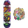 Tony Hawk Skateboard completo Tony Hawk PROFESSIONALE livello avanzato qualità e durata - skateboard 7.75 + 50 stickers lucidi (cosmic professionale, 7.75)