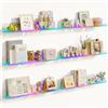 BAKAJI Set 6 Mensole in Acrilico da Parete Design Moderno, Scaffalatura a Muro Multiuso, Scaffale Organizer Camera da Letto, Soggiorno, Cucina, Bagno, Libreria Salvaspazio 38x5x4.8cm (Multicolor)