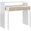 Habitdesign 13Casa Vanilla A8 Scrivania Allungabile, 99X36X88 H cm, Bianco, Rovere, Melamina