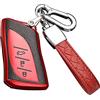 HIBEYO Custodia per Chiave Auto, Adatta per Lexus, Senza Blocco di accensione per Auto Keyless per GX NX RX LX LC UX200 UX250h UX260, Custodia per Chiavi con Telecomando, in Pelle TPU, Colore Rosso