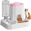 Generic Mangiatoia automatica 2 in 1 per animali domestici, moderno dispenser di cibo a gravità, set di abbeveratoi per gatti e cani, stazione di alimentazione per alimenti umidi e asciutti visibili, con