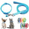 HimyBB Collare per cuccioli blu cielo con set di guinzaglio a campana, in nylon di base riflettente, collare per cani con stampa di zampe, per gatti di piccola taglia XXS XS lettiera per animali domestici