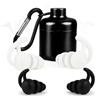 Générique Tappi per orecchie in silicone 32 dB - riutilizzabili e lavabili, per sonno, concerto, moto, nuoto, 2 paia con custodia in metallo nero e moschettone - Confortevole anti-rumore