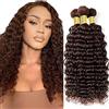 Tuheerst 30 30 30 pollice Deep Wave Human Hair Bundles #4 Chocolate Brown Capelli Veri Human Hair Extensions Unprocessed Ricci Tessitura Double Weft Remy Hair for Woman 3 Bundle Total 300g