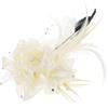 PATIKIL Clip Per Capelli Floreale, 1 Pcs Elegante Spilla Per Cappello A Fiore E Piuma Seta Per Matrimonio Festa Ballo Banchetto Accessori Camelia Abito Da Signora, Bianco Con Piume Nere