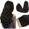 DOORES Biadesivo Extension Capelli Veri, Marrone Scuro 60cm 24 pollice 50g 20pcs, Capelli Lisci Remy Human Hair Extension Adesive Capelli