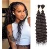 YYQXZG 100g Deep Wave Ombre Braiding Hair No Weft Water Wave Hair Curly Bulk Deep Wave Crochet Braiding Hair Extentions 2 Bundles for Boho Braids (4#, 16inch)