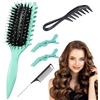 Yeria Kit Capelli Ricci 5 Pezzi - Spazzola Curl, Pettine Largo, Pettine Coda, 2 Fermagli - Definizione Ricci Anti Crespo - Styling 2A-4C - Metodo Curly - Donna Uomo (verde)