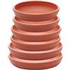 SAROSORA Set di 6 sottovasi rotondi in plastica, per interni ed esterni, casa, giardino, vaso da fiori (14 + 17 + 20 cm, terracotta)