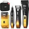DSP 4-in-1 uomo set di cura con tagliabarba, rasoio, tagliacapelli naso & rasoio, IPX7 impermeabile, regolabile a 20 livelli, display LED, set di cura del viso e del corpo con cuffie in ceramica