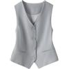YONGHONGKEJI OutFyt Gilet Da Donna Bianco Sottile Gilet Senza Maniche, Abito Monopetto Con Scollo A V Scollo A V Gilet Cardigan Vintage Gilet Da Lavoro Ufficio Gilet Cappotto,Grigio,M