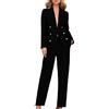 MJGkhiy Tailleur Donna Pantaloni e Giacca Elegante Cerimonia Completo Blazer a Maniche Lunghe Lavoro Completi Tinta Unita Curvy Due Pezzi Set Ufficio Business Casual Tuta Primaverile Autunno